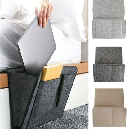 Felt Bedside Storage Organizer — Anti-Slip Hanging Pouch for Bed & Sofa