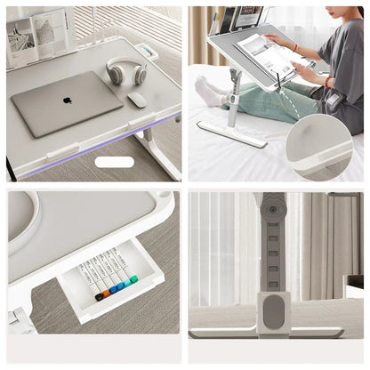 Adjustable Laptop Bed Tray Table – Portable Foldable Desk with Storage Drawer for Sofa & Lap Use