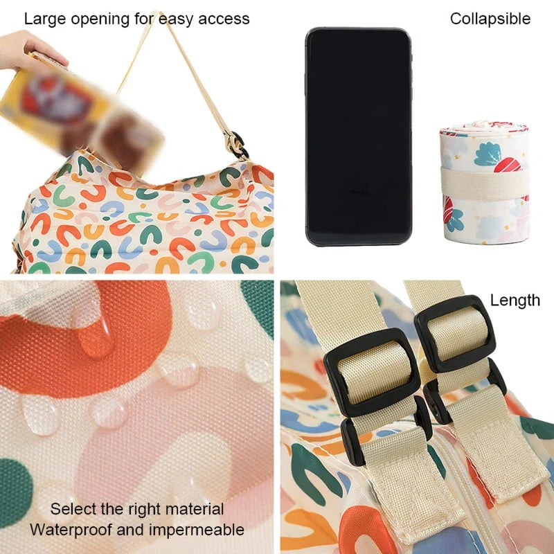 Foldable Shopping Bag - Waterproof Portable Reusable Grocery & Travel Tote Bag