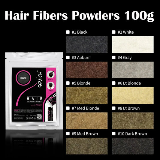 SEVICH Keratin Hair Fiber 100g — Thickening & Hair Building Powder Spray for Instant Regrowth and Hair Loss Concealer