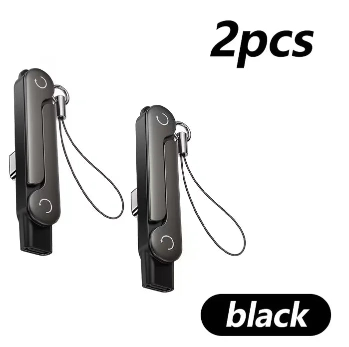 Type-C Phone Charging Stand Adapter – USB-C Male to USB-C Female Foldable Data Cable Converter with Built-in Phone Holder for Fast Charging & Sync Compatible with Type-C Devices