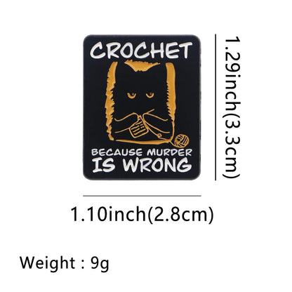 Cute Black Cat Enamel Pin - Crochet Style Brooch Badge for Backpack Hat Collar Lapel Cosplay Accessories Gift
