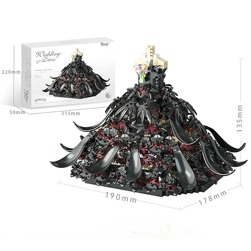 Romantic Princess Black & White Wedding Building Blocks Set – Assembled Decorative Model Toy for Girls, Valentine’s & New Year Gift
