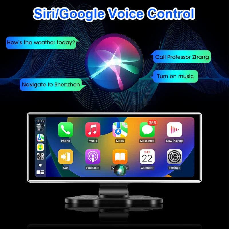 10/11.26" 4K Dash Cam — Dual Lens Car DVR with Wireless CarPlay, Android Auto, GPS & WiFi Video Recorder