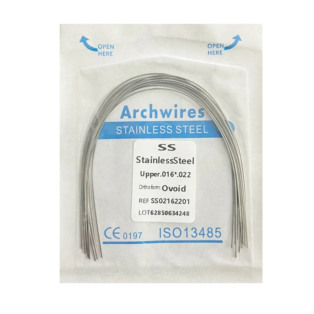 10PCS Dental Orthodontic Arch Wire Set - Stainless Steel Round & Rectangular Dentist Ovoid Form Material