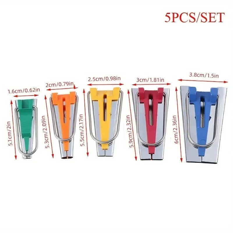 Bias Tape Maker Set - 4/5-Piece Binding & Splicing Tools for Quilting and Sewing