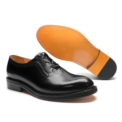 Men’s Handmade Genuine Leather Oxford Shoes - Classic Brogue Lace-Up Wedding, Business & Formal Dress Shoes