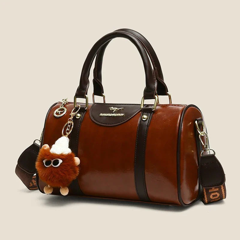 2025 High-End Retro Women’s Handbag – Versatile Autumn/Winter Handheld & Crossbody Light Luxury Bowling Bag