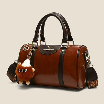 2025 High-End Retro Women’s Handbag – Versatile Autumn/Winter Handheld & Crossbody Light Luxury Bowling Bag