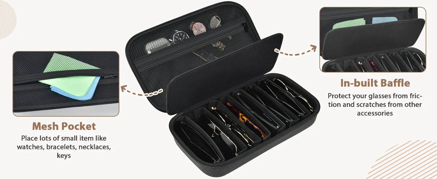 Travel Sunglasses Organizer Case for Quay Polarized Sunglasses – Men & Women Trendy Sunglass Storage Holder (Bag Only)