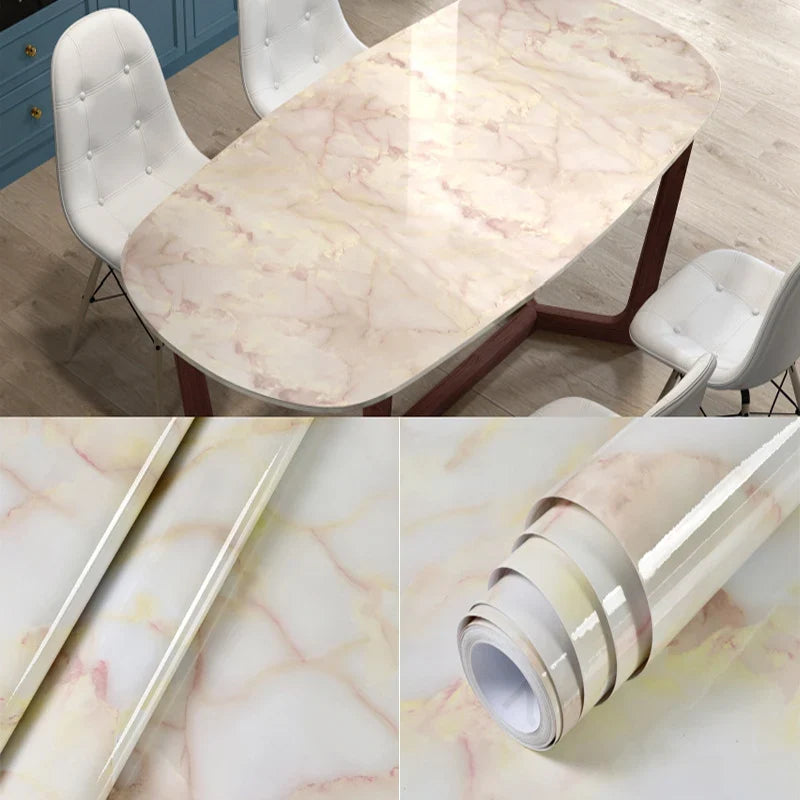 40cm PVC Marble Wall Sticker - Waterproof Oil-Resistant Self-Adhesive Kitchen Decor