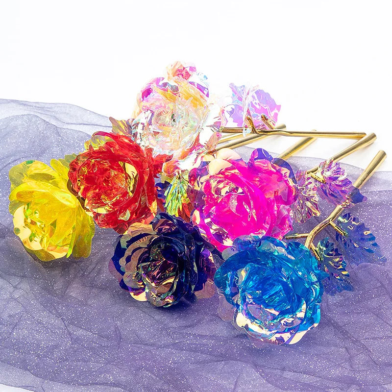 10PCS 24K Foil Plated Rose Gold Roses – Valentine’s Day, Wedding & Forever Love Decorative Gift