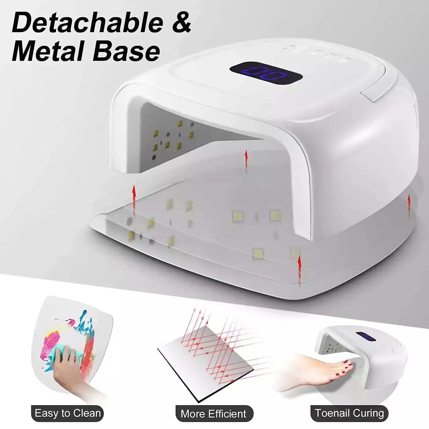 SUN UV S20 Rechargeable Nail Lamp - 60W Wireless UV LED Gel Polish Dryer for Manicure & Pedicure Nail Care
