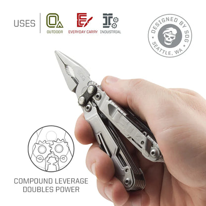 SOG PowerPint Multi Tool - 18-in-1 Folding Pocket Tool with Pliers Knife and Portable EDC Camping Accessories