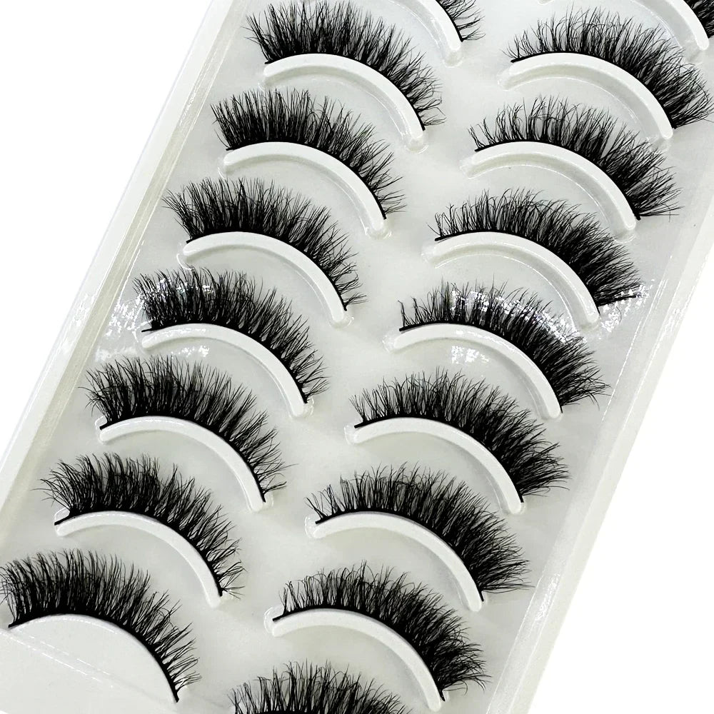 5/10 Pairs 3D Mink False Eyelashes – Wispy Handcrafted Full Strip Short Natural Lashes for Makeup