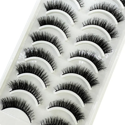 5/10 Pairs 3D Mink False Eyelashes – Wispy Handcrafted Full Strip Short Natural Lashes for Makeup