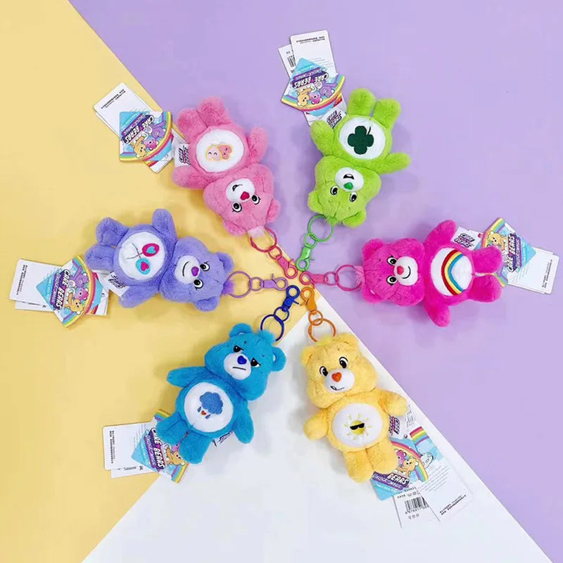 Care Bears Rainbow Plush Keychain - Kawaii Sound Toy Bag Charm & Birthday or Christmas Gift