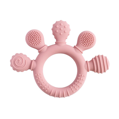 Baby Silicone Teether Toy - Cartoon Rattle Gum Relief Infant Teething Accessory for 0-12 Months