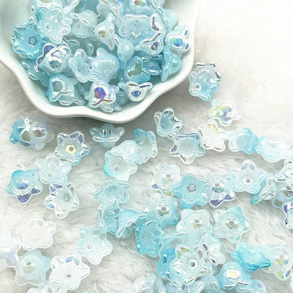 50pcs 7x13mm Gradient Acrylic Bellflower Beads - Flower Caps, Spacer Beads & Charms for DIY Jewelry Making