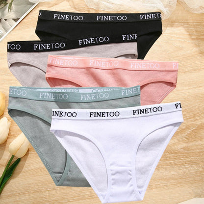 5-Pack Women’s Cotton Panties – Sexy Comfort Briefs with Letter Print & Waistband (M-XXL)