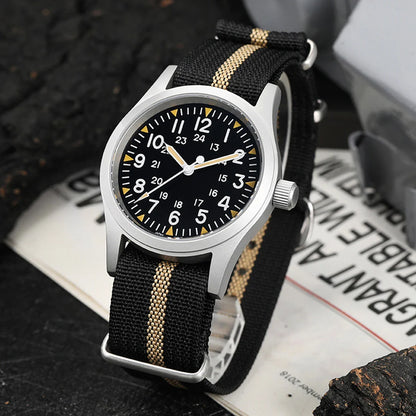 Militado ML05 Vintage Quartz Watch 38mm with VH31 Movement, Domed Sapphire Crystal, AR Coating & Luminous Dial