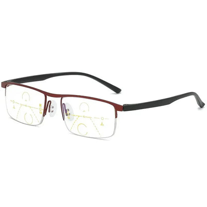 Progressive Multifocal Reading Glasses – Anti-Blue Light Half Frame Bifocal Eyewear for Men & Women +1.00 to +4.00