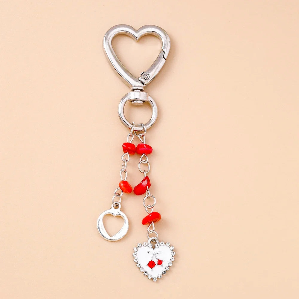 Cute Bowknot Heart Keychain - Crystal Pearl Pendant Charm for Women, Girls & Handbag Decoration