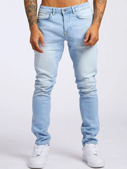 Men’s Elastic Skinny Jeans — Slim Fit Stretch Denim Pencil Pants Streetwear Casual Jogging Trousers Black