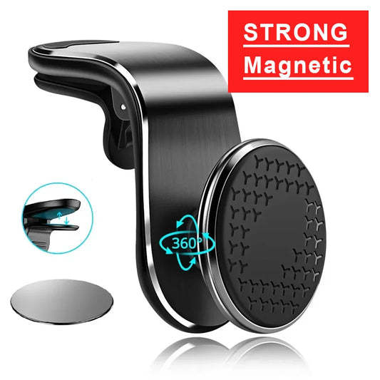 Universal Magnetic Car Phone Holder - Air Vent Mount with 360° Rotation GPS Support for iPhone & Android Phones