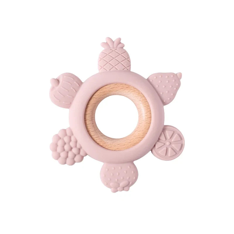 Baby Silicone Teether Toy - BPA Free Dental Chew Ring Bracelet for Infant Teething Relief and Kids Gift