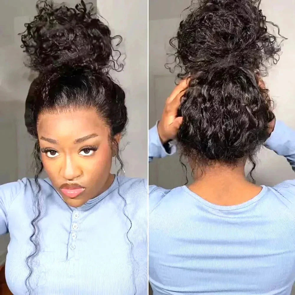 Invisi Strap 360 Lace Frontal Wig – Pre-Plucked Deep Curly Glueless Human Hair Wig, Pre-Cut Full Lace Wig