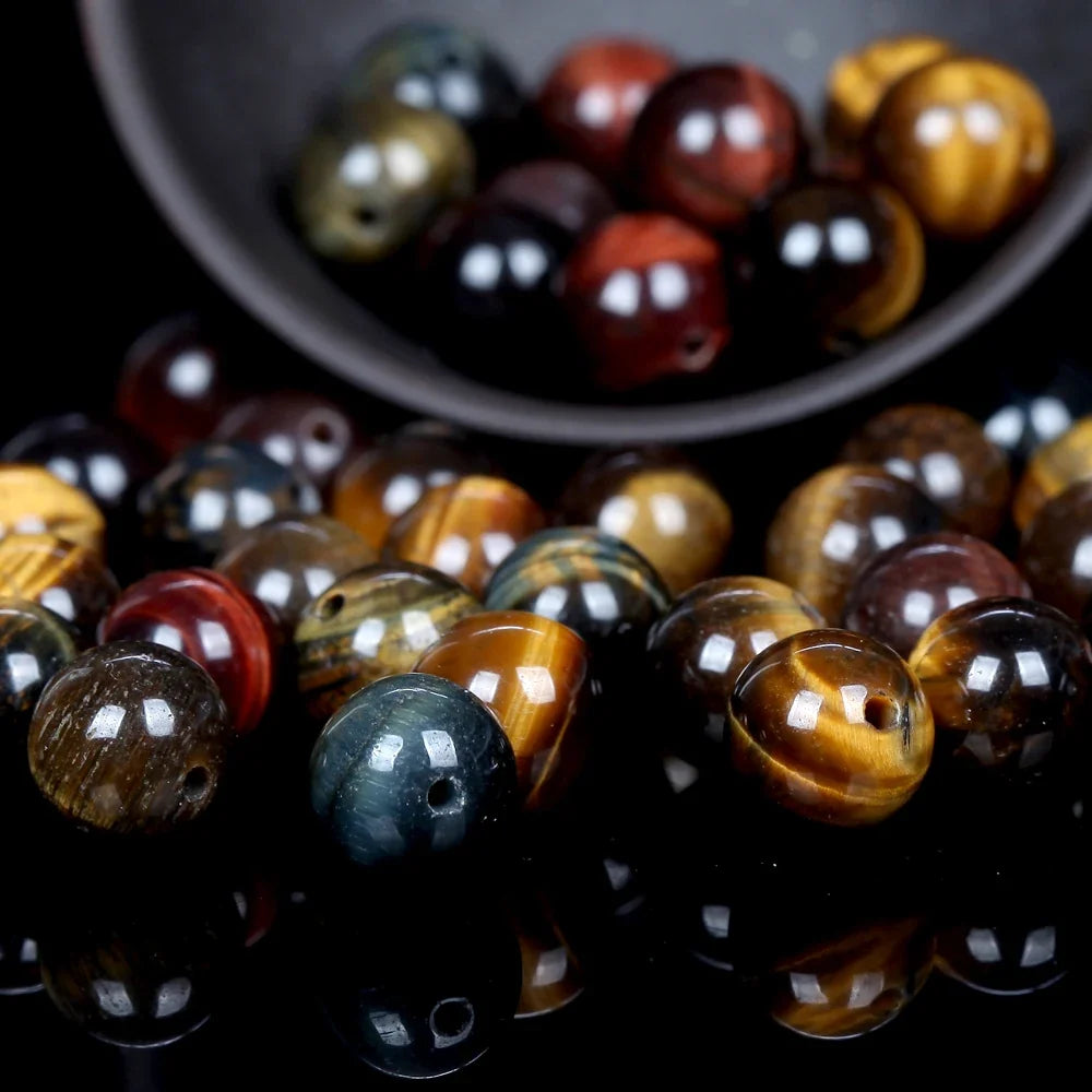 Natural Gemstone Spacer Beads - Tiger Eye, Amazonite, Lava, Turquoise & Agate Loose Beads for DIY Jewelry Bracelets