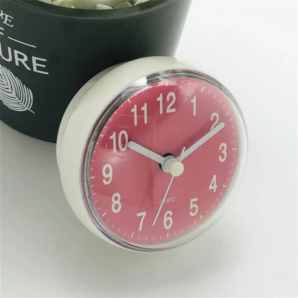 7cm Waterproof Anti-Fog Mini Suction Wall Clock – Quartz Round Shower Clock for Bathroom, Kitchen & Toilet Decor