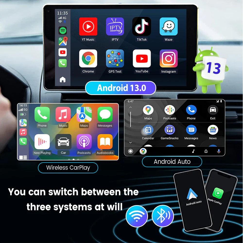 CarlinKit Android 13 AI TV Box – 8-Core Wireless CarPlay & Android Auto with Split Screen, 64G/128G for Netflix, YouTube, Play Store
