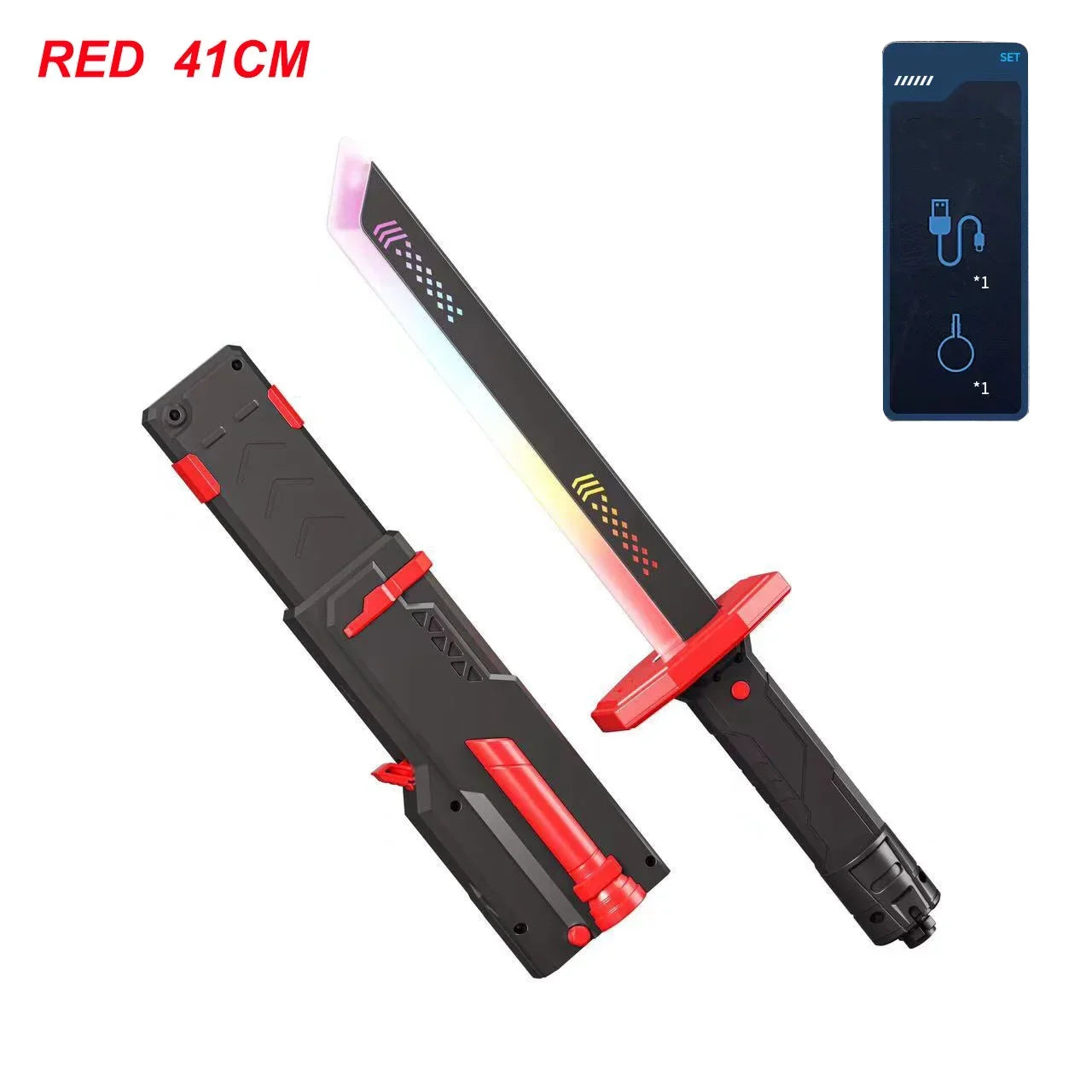 Colorful Glowing Sword Toy - LED Streamer Light Sword with Spark & Smoke Effects for Kids Christmas & Birthday Gifts