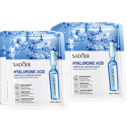10pcs SADOER 24K Gold Face Masks – Vitamin C & Hyaluronic Acid for Moisturizing, Firming & Hydrating Skin Care