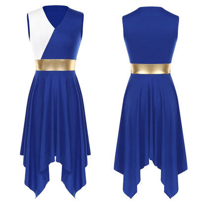 Women’s Liturgical Praise Dance Dress - Irregular Hem Modern Ballet Costume for Choir & Worship Performances