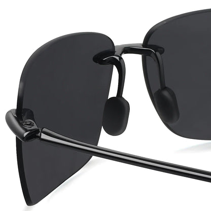 JULI Polarized Classic Sports Sunglasses - Ultralight Rimless Rectangle Frame for Men, Fishing & Driving, UV400 Protection (MJ8009)