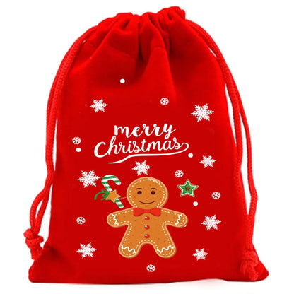 2025 Christmas Velvet Drawstring Bags – Red & Green Candy, Gift, Party, and Biscuit Storage Pouches