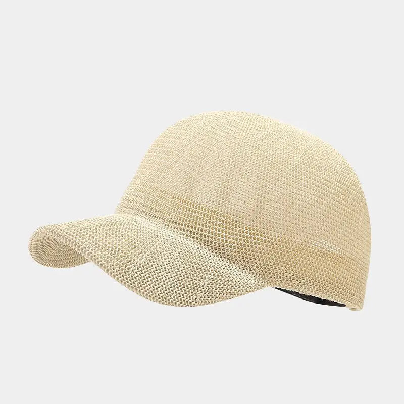Breathable Straw Baseball Cap - Adjustable Summer Sun Hat for Men & Women