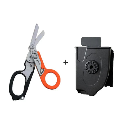 Folding Trauma Scissors - Emergency Rescue Cutter with Glass Breaker for Outdoor Use