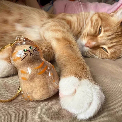 Ginger Cat Keychain Pendant – Siamese Calico Backpack Charm, Hair Storage Box Hanging Pet Grooming Travel Accessory