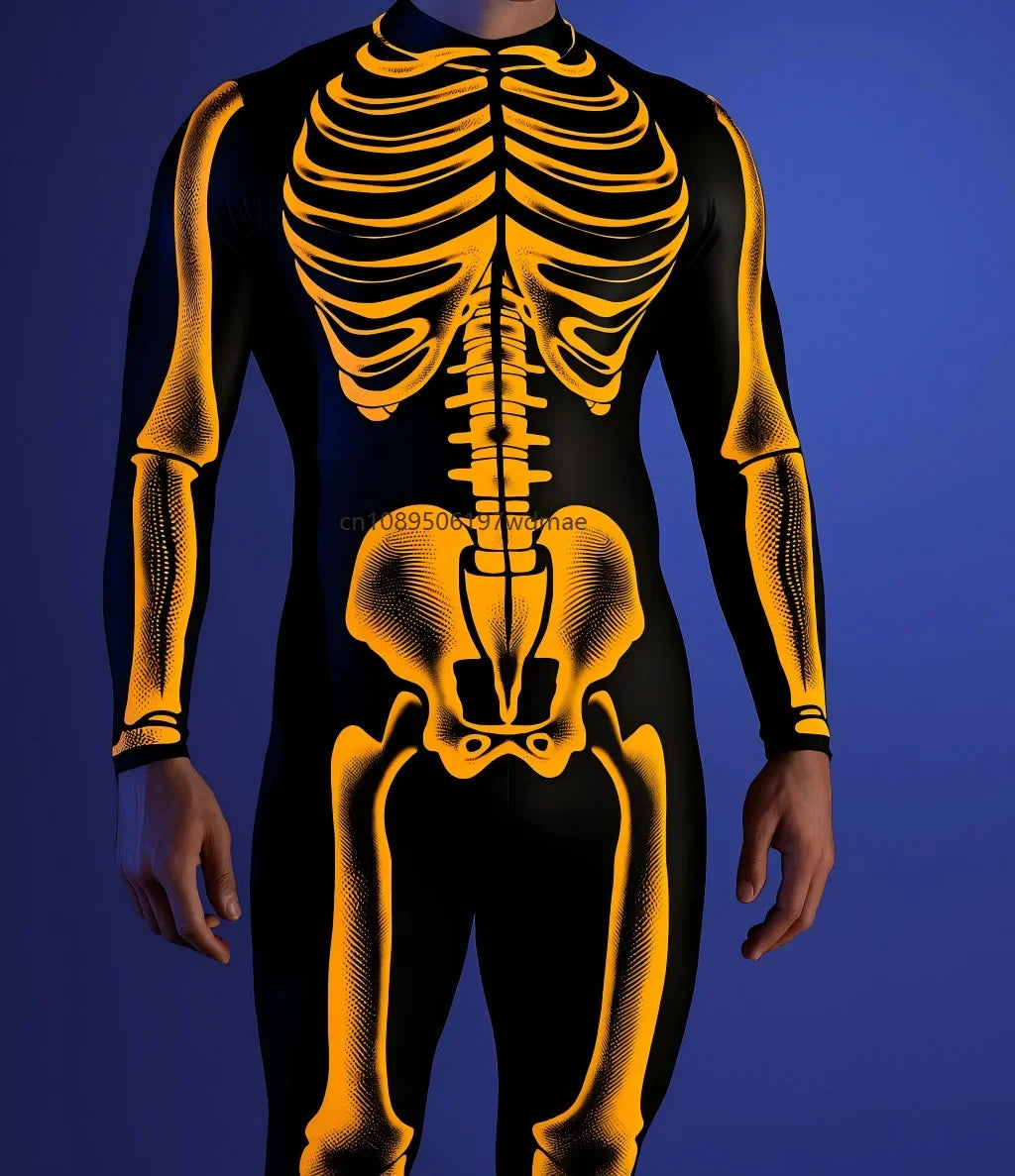 Men's Cyberpunk Muscle Bodysuit - Sci-Fi Printed Cosplay Zentai Costume for Carnival, Stage & Performance Events