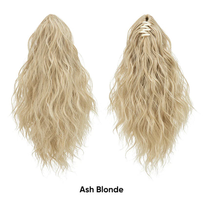 13-Inch Premium Synthetic Curly Claw Clip Ponytail – Blonde Brown Short Hairpiece, Fake Hair Extensions P064