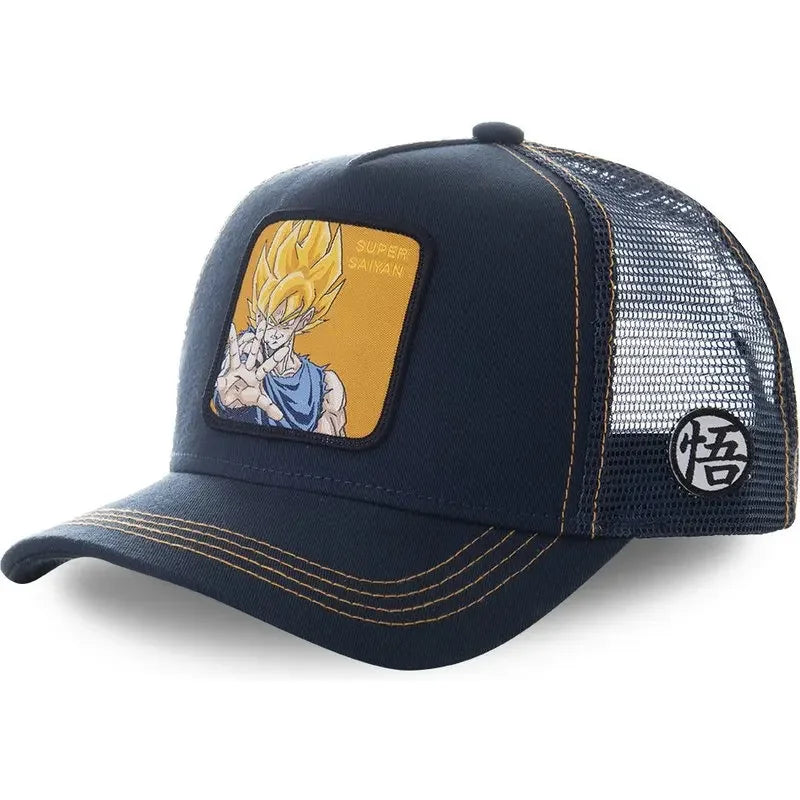 Dragon Ball Son Goku Cap - Embroidered Hip Hop Trucker Mesh Hat Adjustable Summer Travel Sun Visor for Men