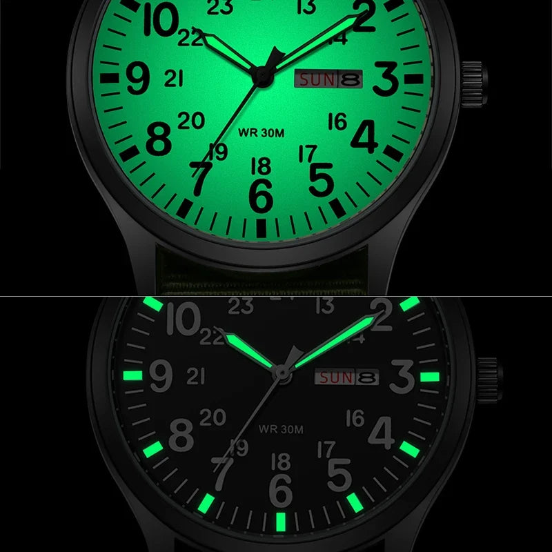 TPW Field Watch 2024 - Easy Read Quartz Wristwatch with Fabric Strap & 24-Hour Display