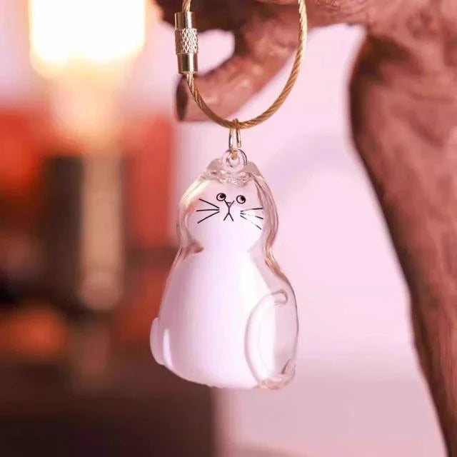 Ginger Cat Keychain Pendant – Siamese Calico Backpack Charm, Hair Storage Box Hanging Pet Grooming Travel Accessory