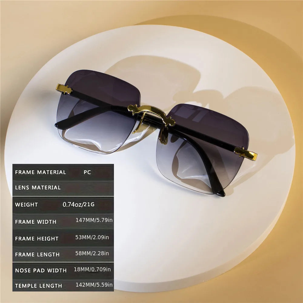 4PCS Rimless Square Fashion Sunglasses - Luxury Style Red Designer Shades for Women and Men Summer Eyewear