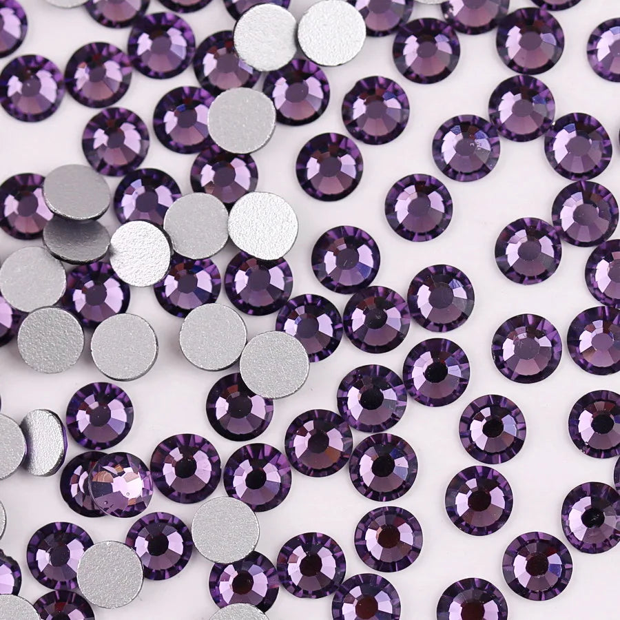 Glass Crystal Flatback Rhinestones SS6–SS30 Set – 7 Sizes Non-Hotfix Round Nail Art Beads for DIY Crafts & Decoration