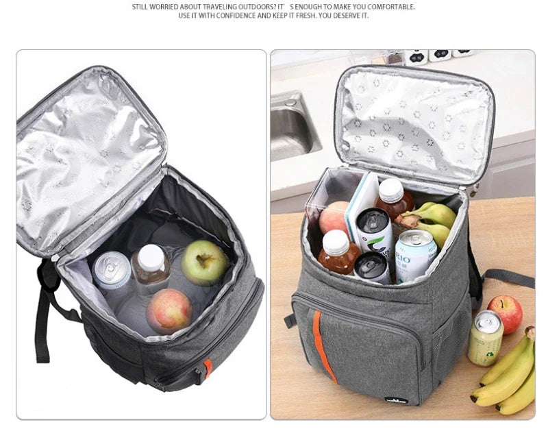 18L Portable Thermal Lunch Bag – Durable Waterproof Insulated Cooler for Food, Camping, and Outdoor Ice Storage Backpack